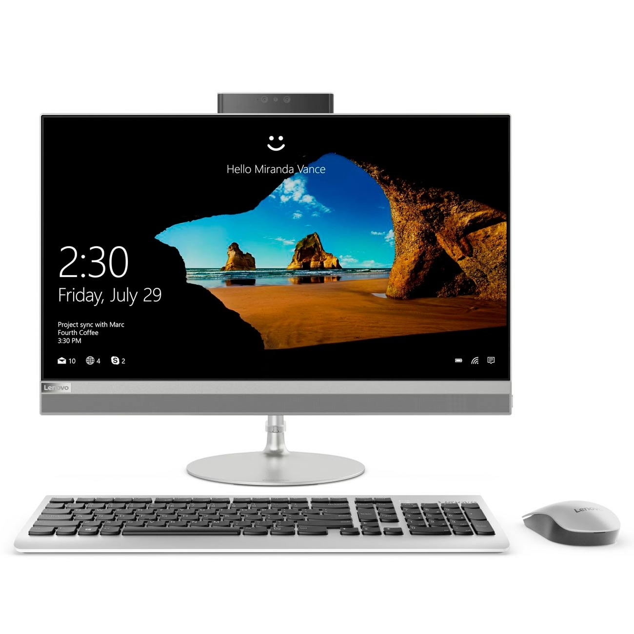 Моноблок Lenovo IdeaCentre AIO 520-24ICB F0DJ00G9RK, 1920×1080, Intel Core i5-8400T 1.7 ГГц, RAM 8 ГБ, SSD 512 ГБ, Intel UHD Graphics 630, Windows 10 Home, серебристый