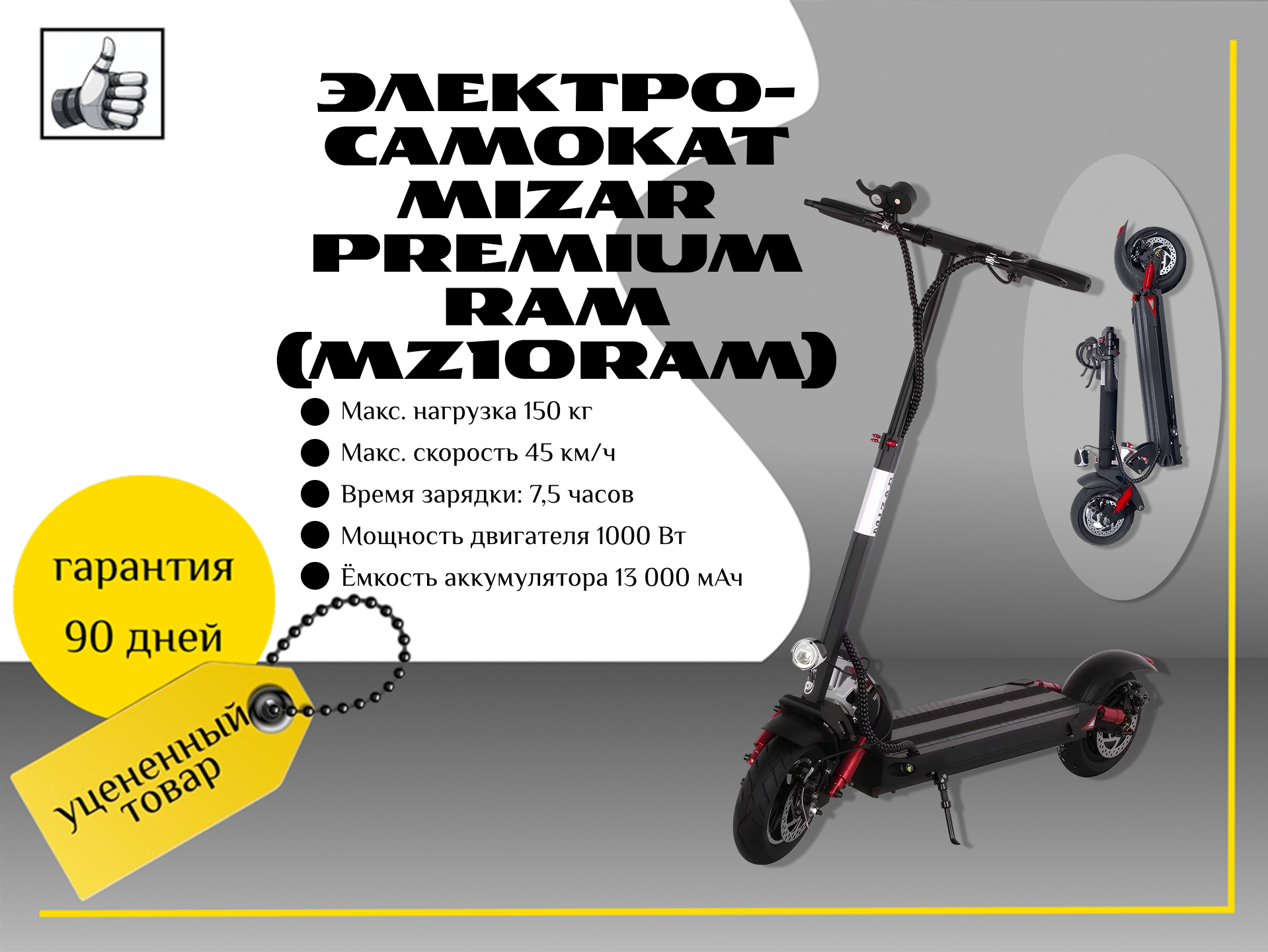 Электрический самокат Mizar Premium Ram (MZ10RAM)