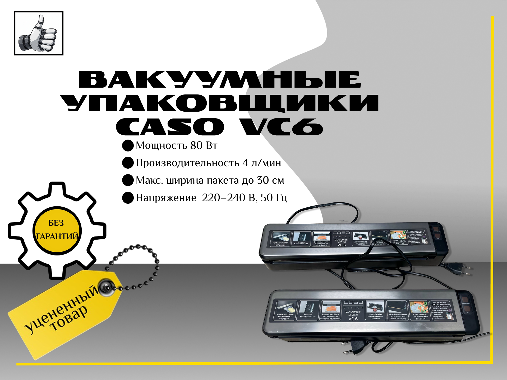 Вакуумные упаковщики Caso VC6 лот 2 шт на запчасти цена 1000